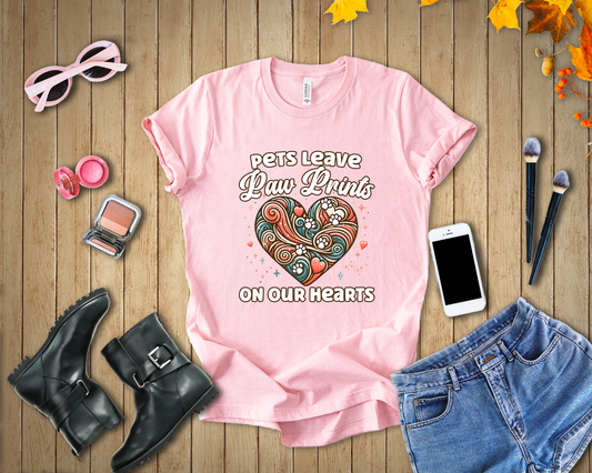Pets Leave Paw Prints on Our Hearts | Abstract Heart Graphic T-Shirt