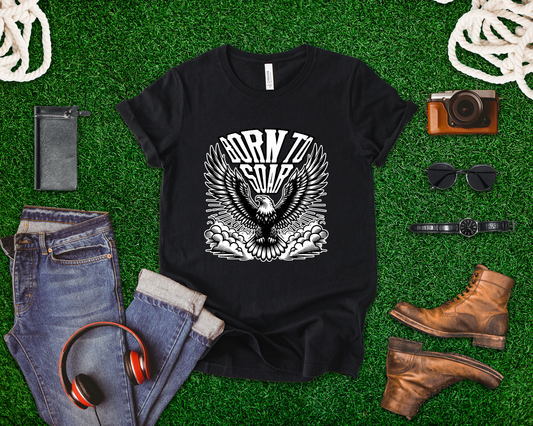 Born to Soar | Eagle with Wide Open Wings Above the Clouds T-Shirt