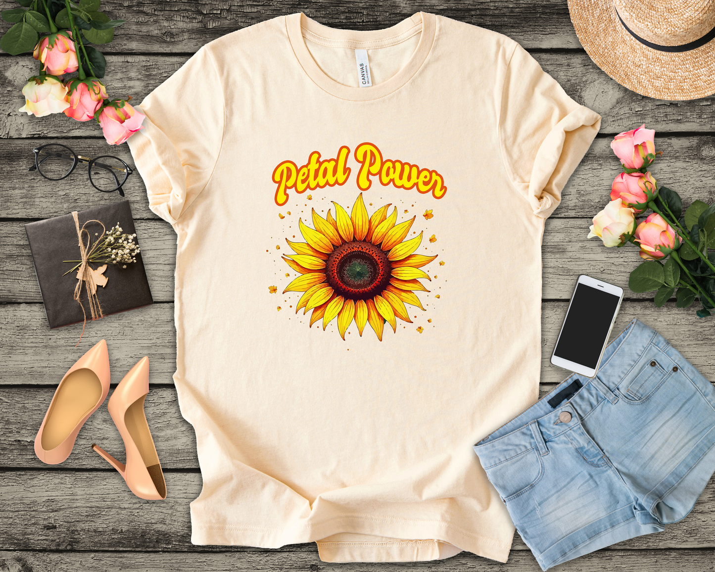 Petal Power Tee, Floral Mood Shirt, Garden Girl Top, Spring Energy Graphic, Nature Strength Gift Tee