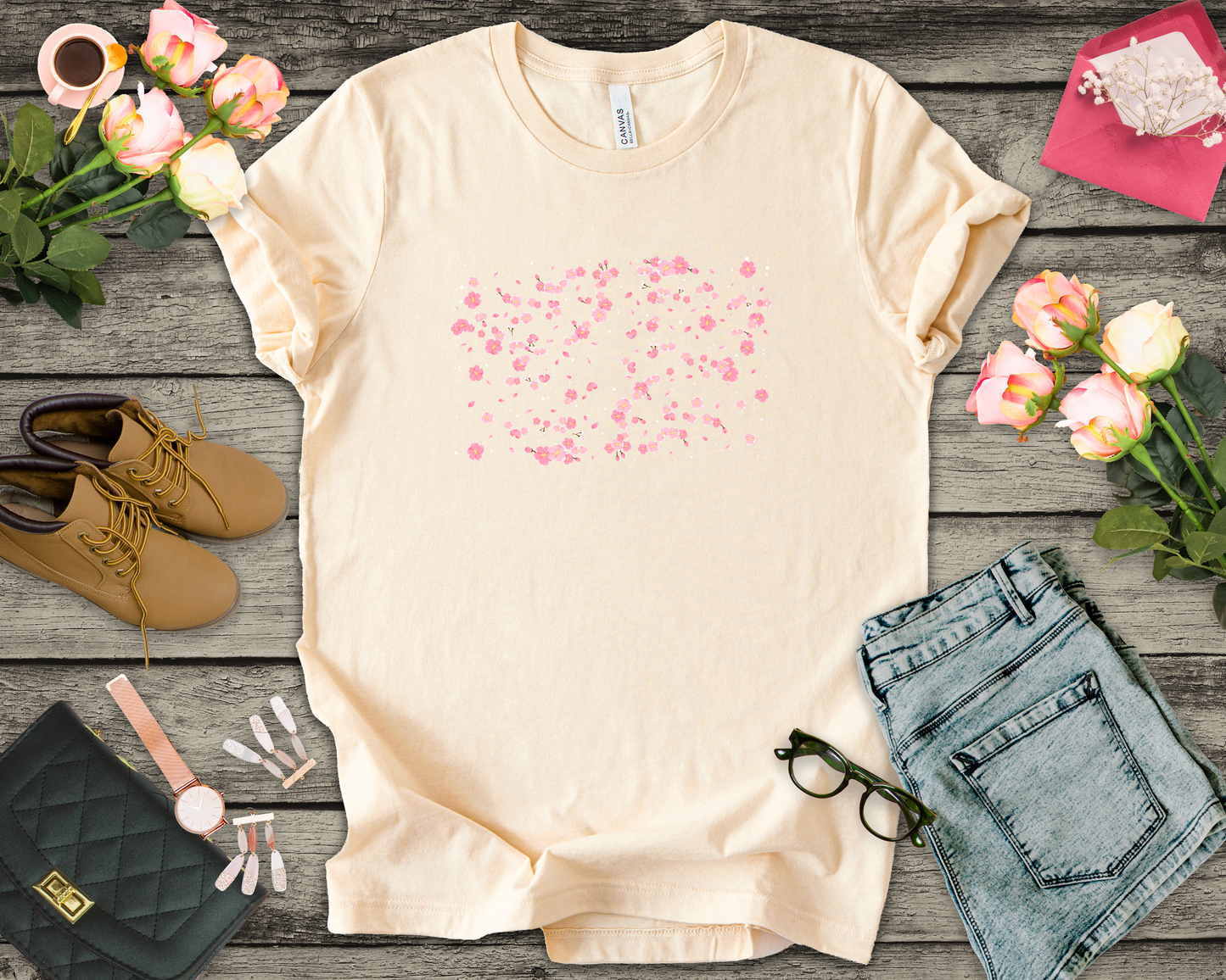 Nature's Confetti Tee, Floral Celebration Shirt, Spring Bloom Top, Joyful Petal Graphic, Earth Party Tee