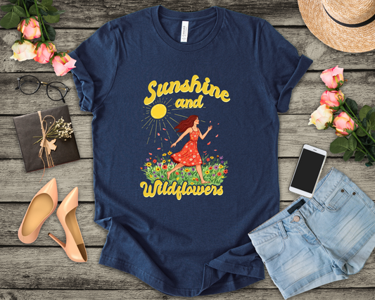 Sunshine and Wildflowers Tee, Nature Mood Shirt, Earth Lover Top, Boho Bloom Graphic Tee, Spring Sunshine Gift Shirt