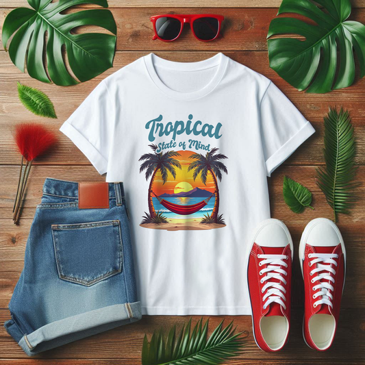 Tropical State of Mind Sunset Hammock Beach T-Shirt