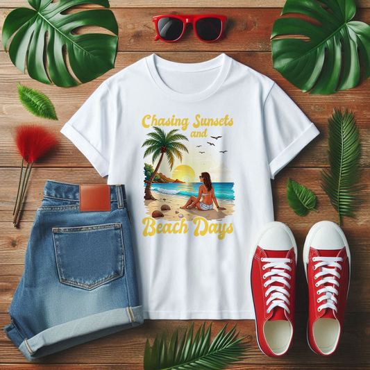 Chasing Sunsets and Beach Days Summer Escape T-Shirt
