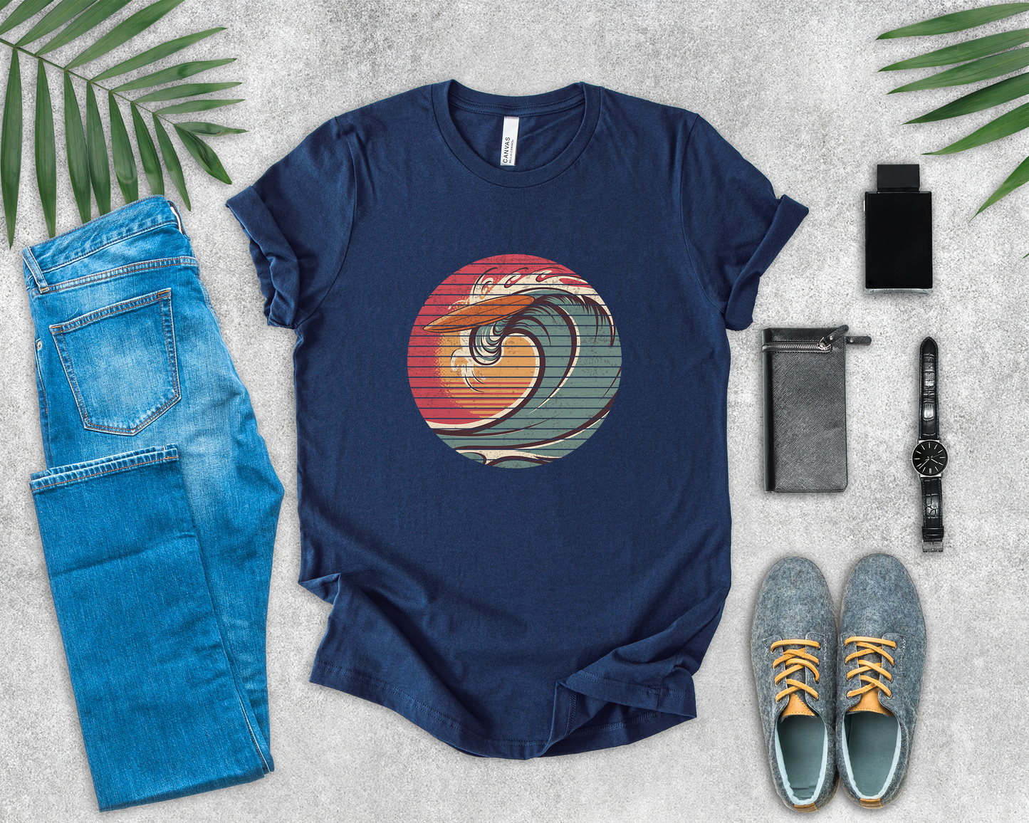 Ride the Wave – Surfboard & Sun Adventure Graphic T-Shirt