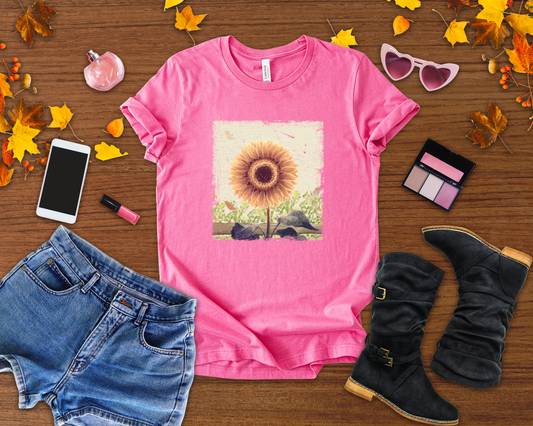 Bloom & Glow – Large Sunflower Painting Graphic T-Shirt