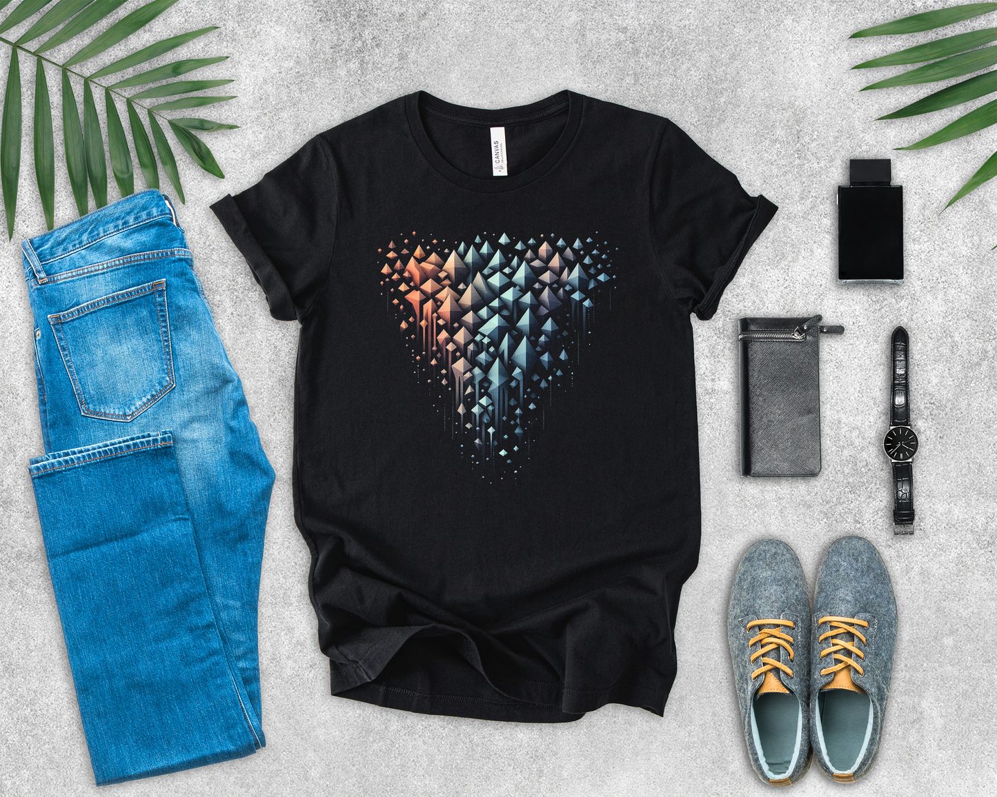 Triangle Cascade – Abstract Pyramid Alignment Graphic T-Shirt