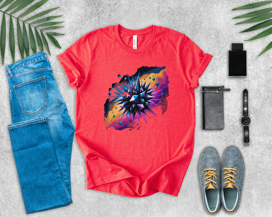 Polygon Burst – Colorful Polygon Explosion Graphic T-Shirt