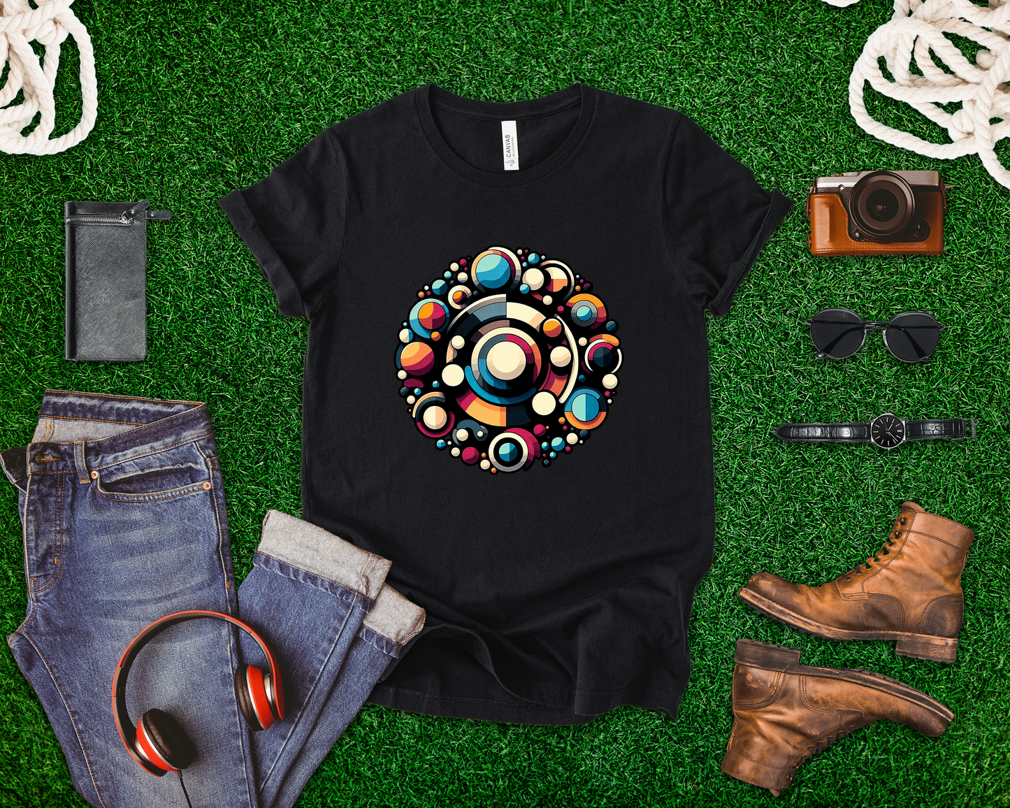 Circular Harmony – Colorful Circles Pattern Graphic T-Shirt