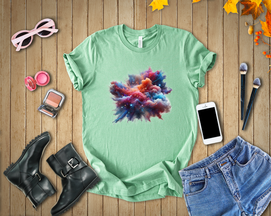 Cosmic Smoke – Colorful Space Swirl Graphic T-Shirt