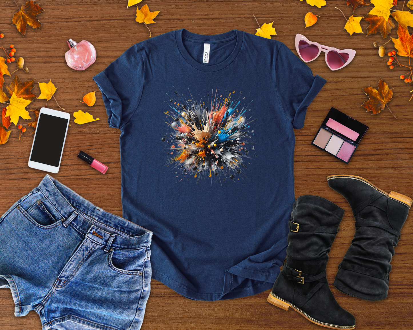 Splatter Chaos – Colorful Abstract Paint Explosion T-Shirt