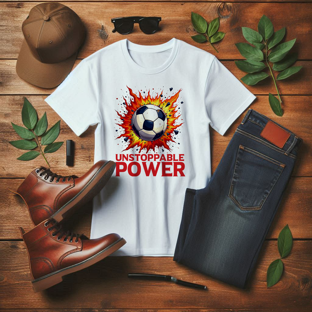 Goal Explosion Soccer Power Shot Flame Ball Scoring Moment T-Shirt