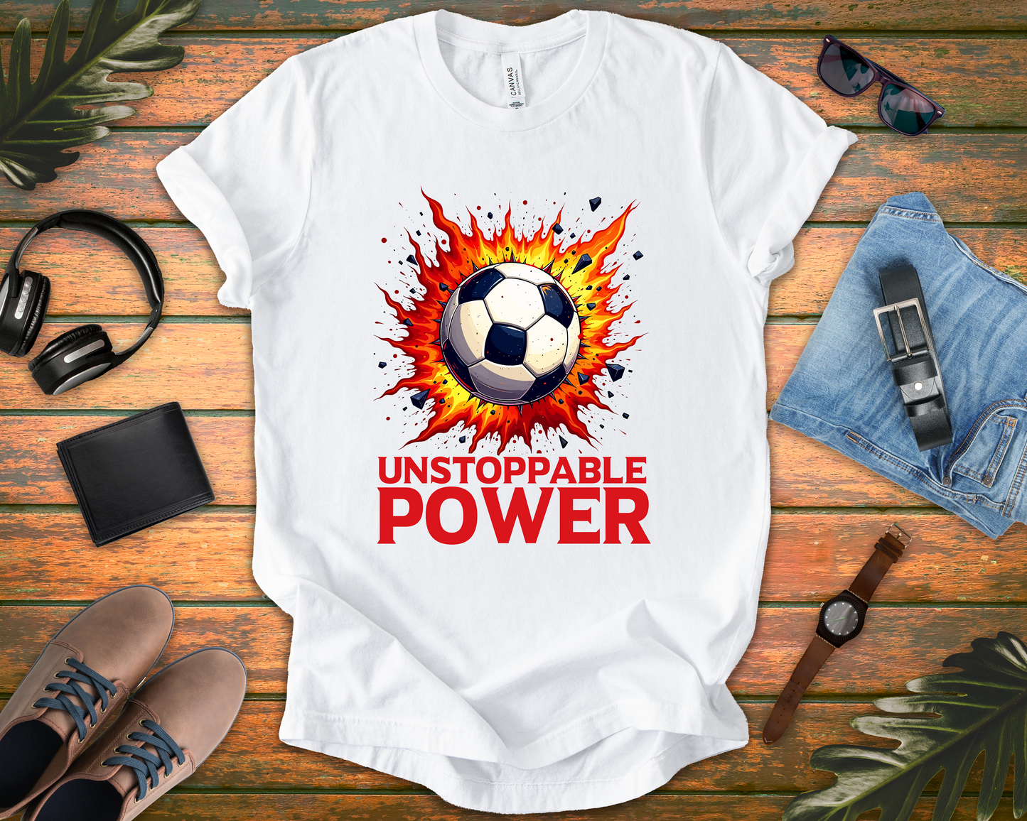 Goal Explosion Soccer Power Shot Flame Ball Scoring Moment T-Shirt