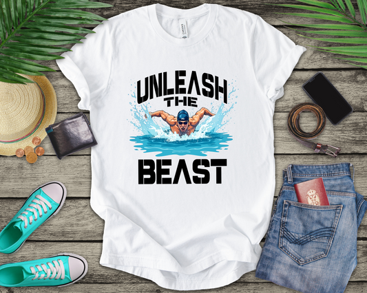 Unleash the Beast Butterfly Stroke Swimming Power Athlete Sports T-Shirt
