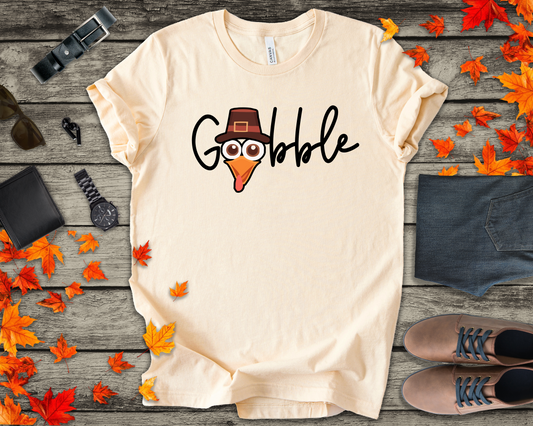 Gobble Turkey Head Cursive T-Shirt