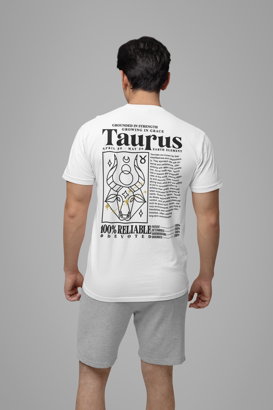 Taurus Grounded Strength T-Shirt – Zodiac Bull with Earth Element and Traits