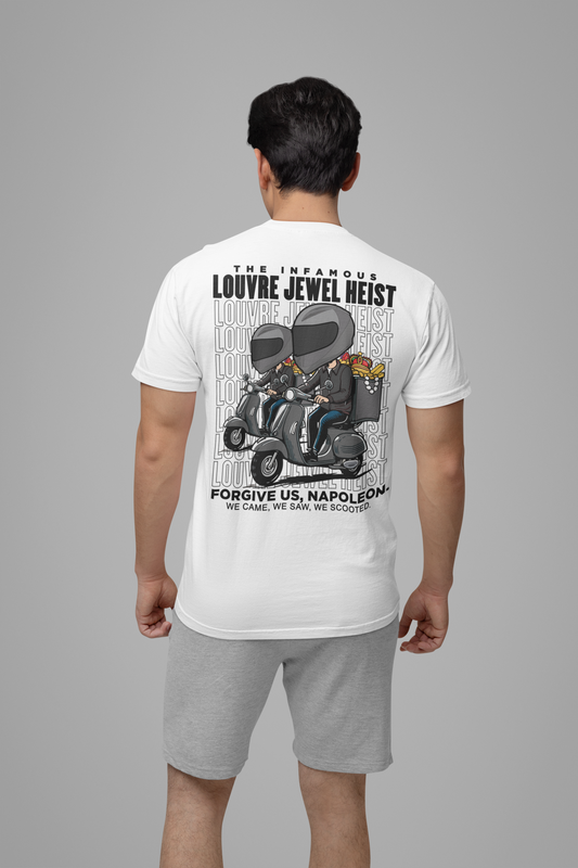 The 7 Minutes Louvre Jewel Heist – Napoleon’s Paris Getaway Tee [Black Text]