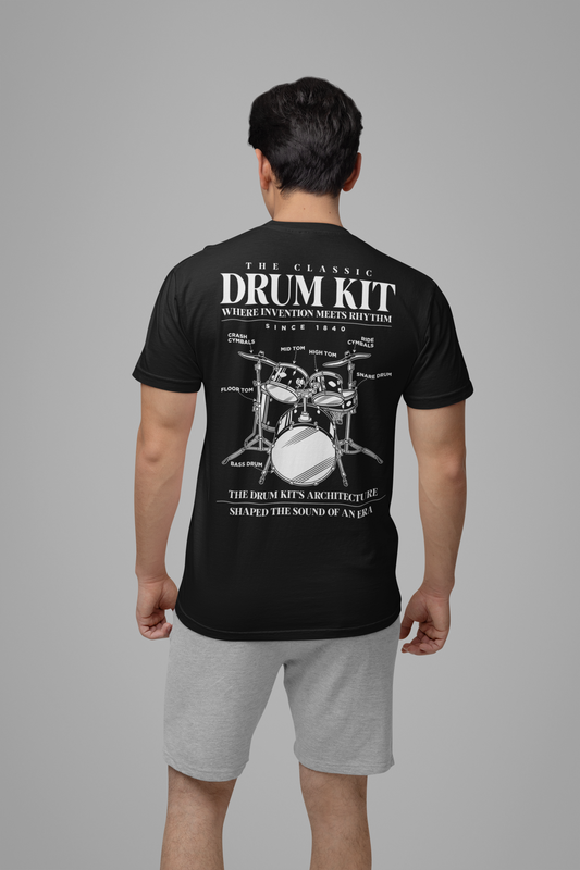The Classic Drum Kit T-Shirt – Detailed Labeled Drum Set Graphic