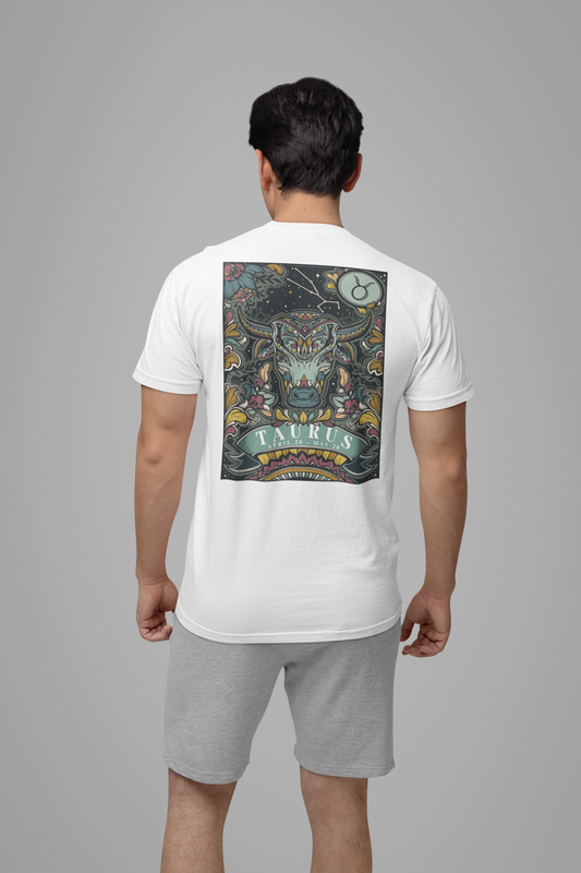 Colorful Taurus Scorpion T-Shirt – Vibrant Zodiac Design with Constellation and Floral Elements