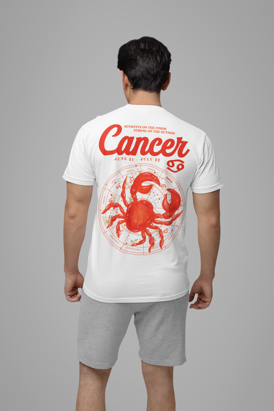 Cancer Zodiac T-Shirt – Crab with Astrological Wheel and Water Element