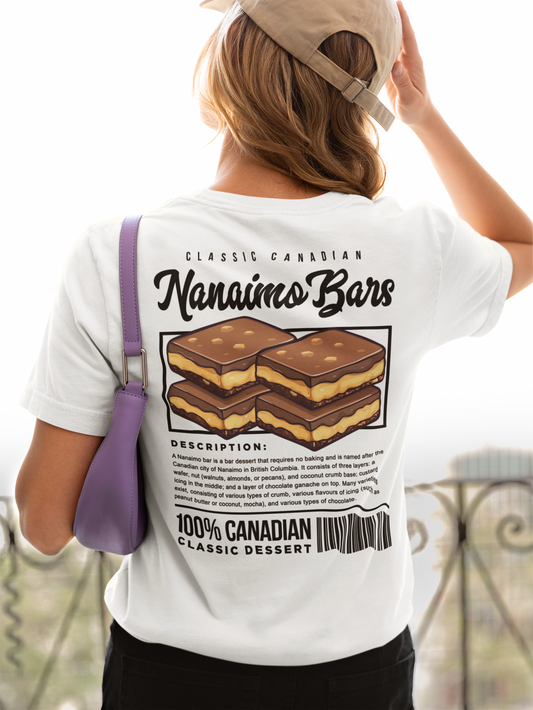Classic Canadian Nanaimo Bars T-Shirt – Featuring Iconic Dessert & Ingredient Graphic