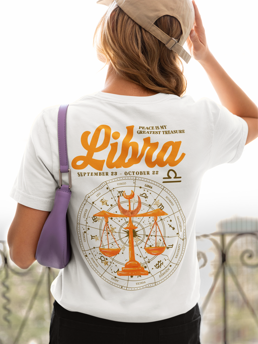 Libra Zodiac T-Shirt – Peace Is My Greatest Treasure Zodiac Wheel