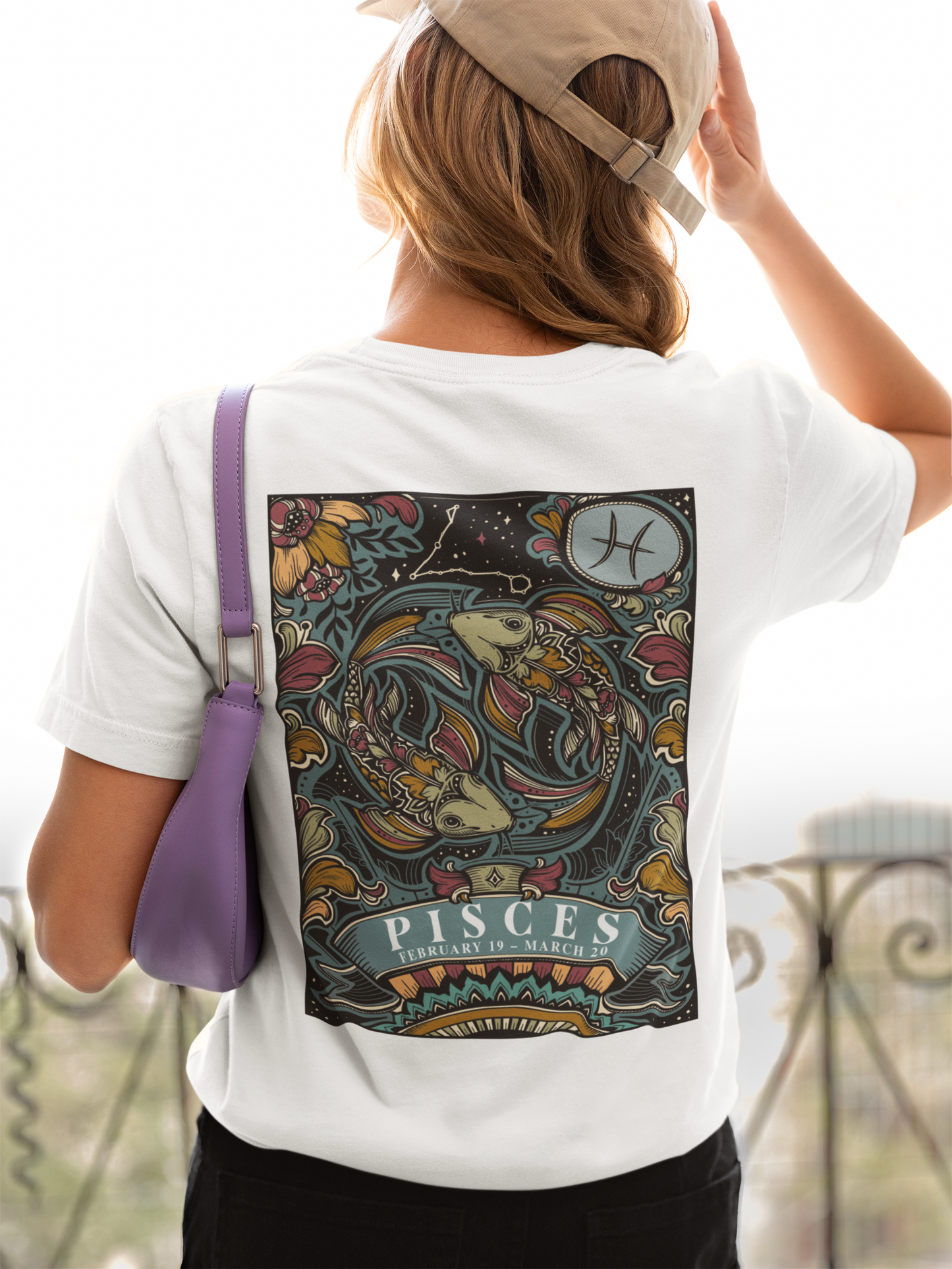 Pisces Constellation & Floral Zodiac T-Shirt – February 19 to March 20
