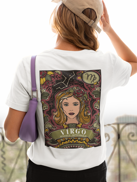 Virgo Constellation & Floral Zodiac T-Shirt – August 23 to September 22