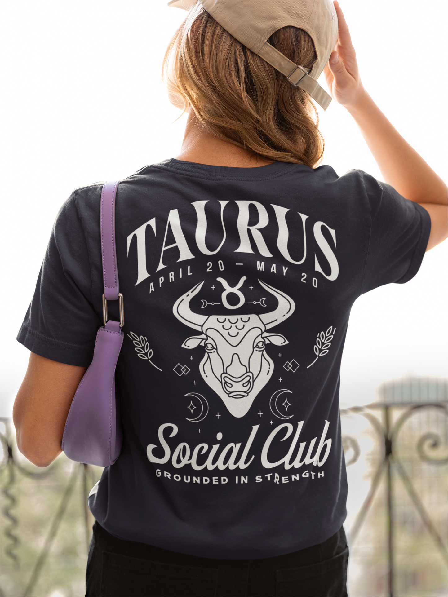 Taurus Zodiac T-Shirt – Bull Head with Astrological Wheel and Earth Element