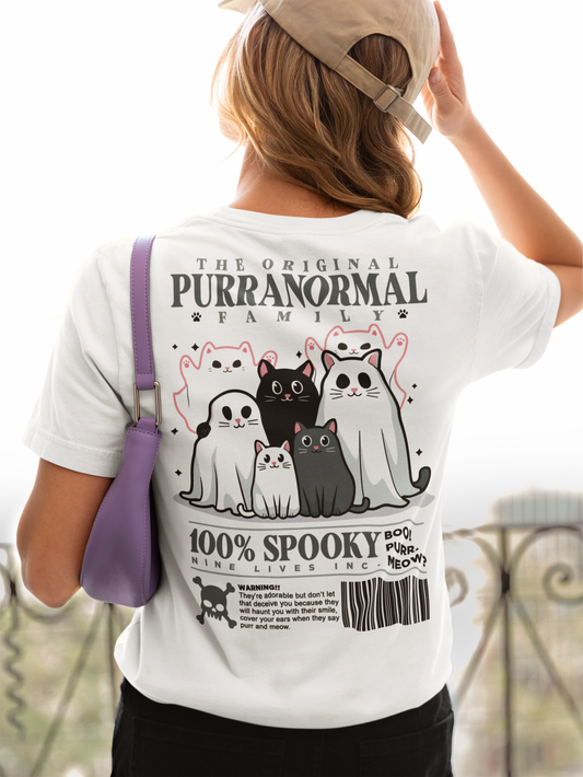 The Purranormal Family T-Shirt – Real and Ghost Cats Spooky Graphic