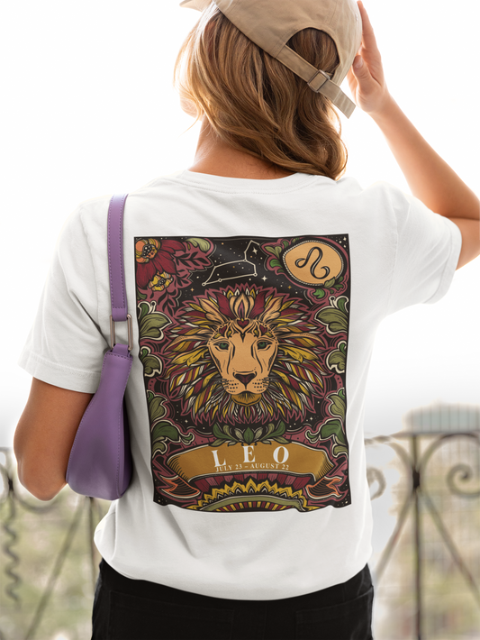 Leo Constellation & Floral Zodiac T-Shirt – July 23 to August 22