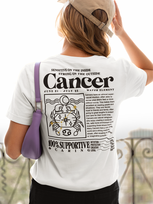 Cancer Zodiac T-Shirt – Sensitive Inside, Strong Outside with Water Element