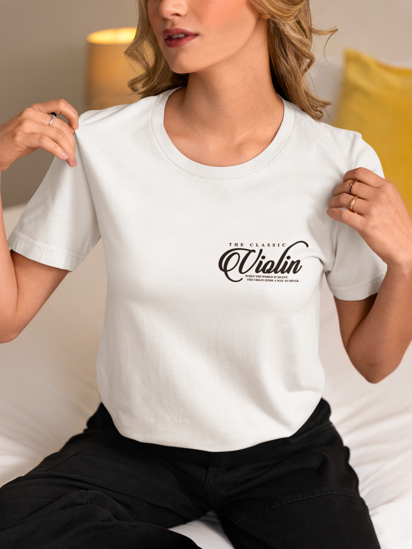 The Classic Violin T-Shirt – Vintage Instrument & 16th Century Story [Black Text]