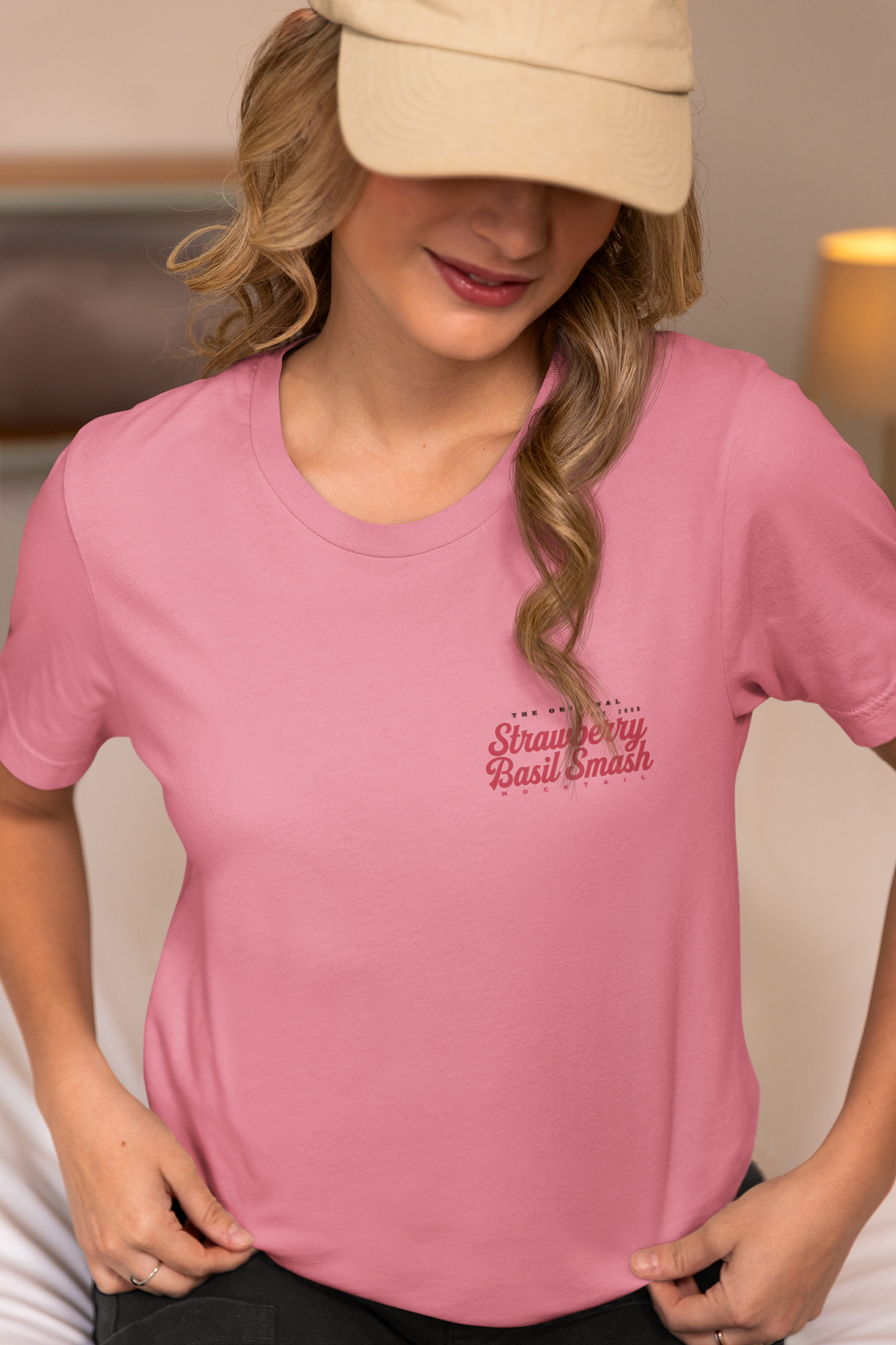 Strawberry Basil Smash Mocktail T-Shirt – Featuring Vibrant Summer Drink Graphic