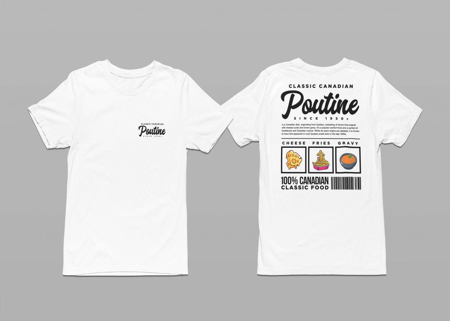 Classic Canadian Poutine T-Shirt – Featuring Traditional Ingredients & Origin Story