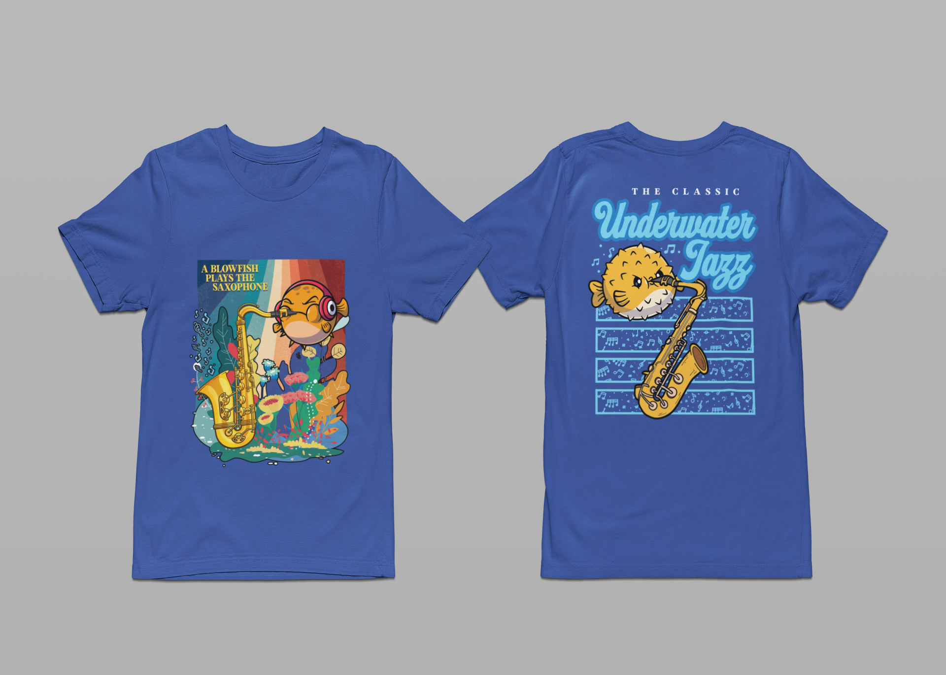 Underwater Jazz Blowfish Saxophone T-Shirt