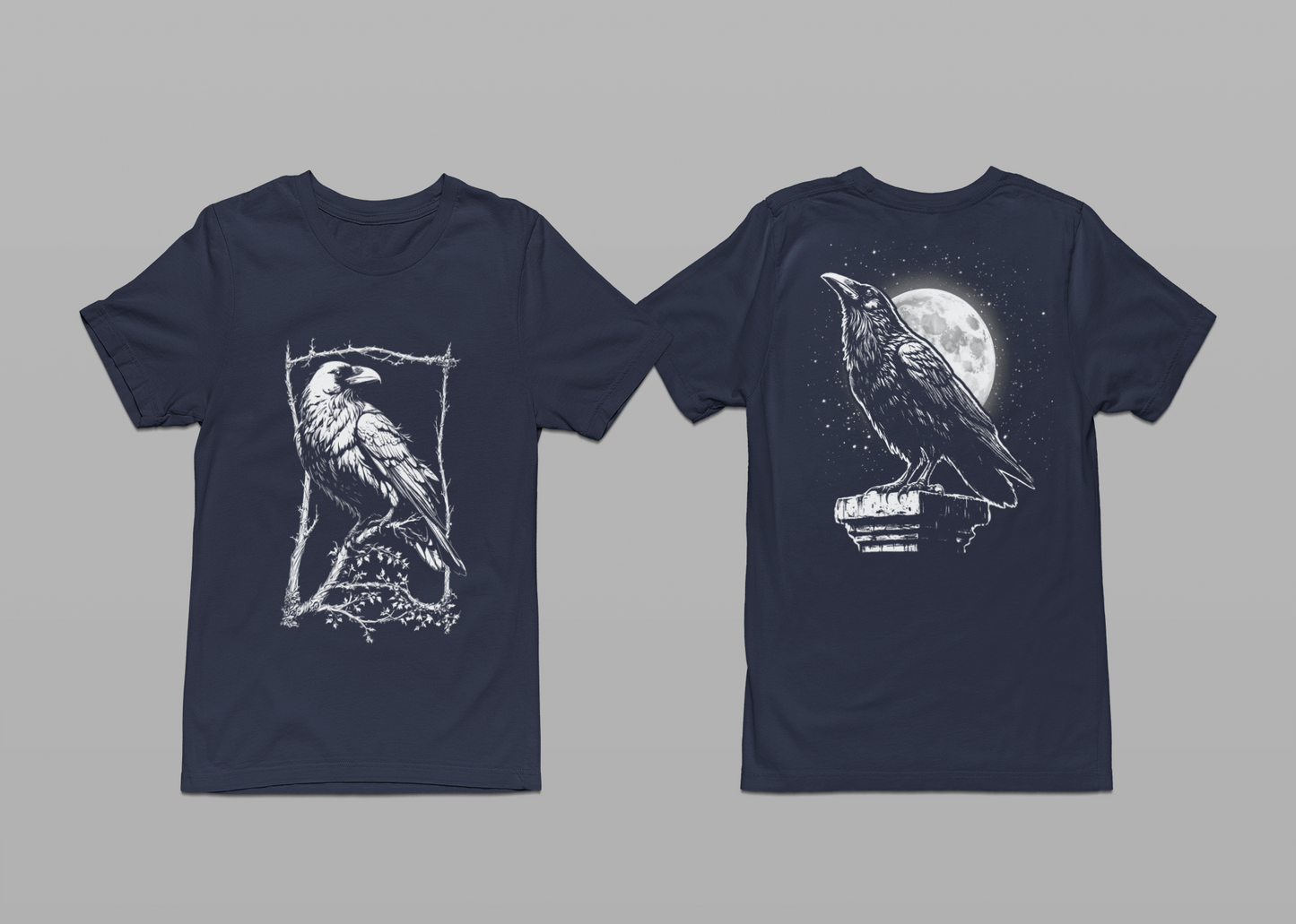 Moonlit Raven Tower Night Gothic T-Shirt