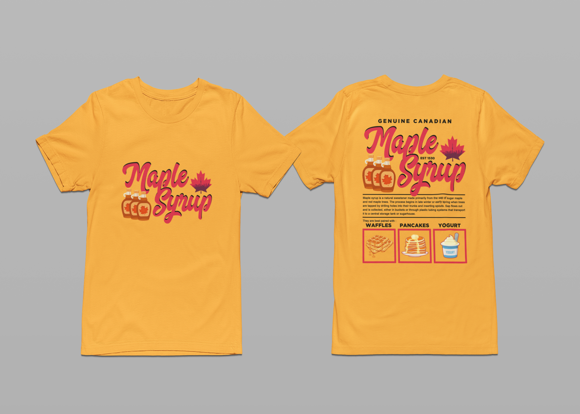Maple Syrup Breakfast Lovers Tshirt – Waffles, Pancakes & Yogurt