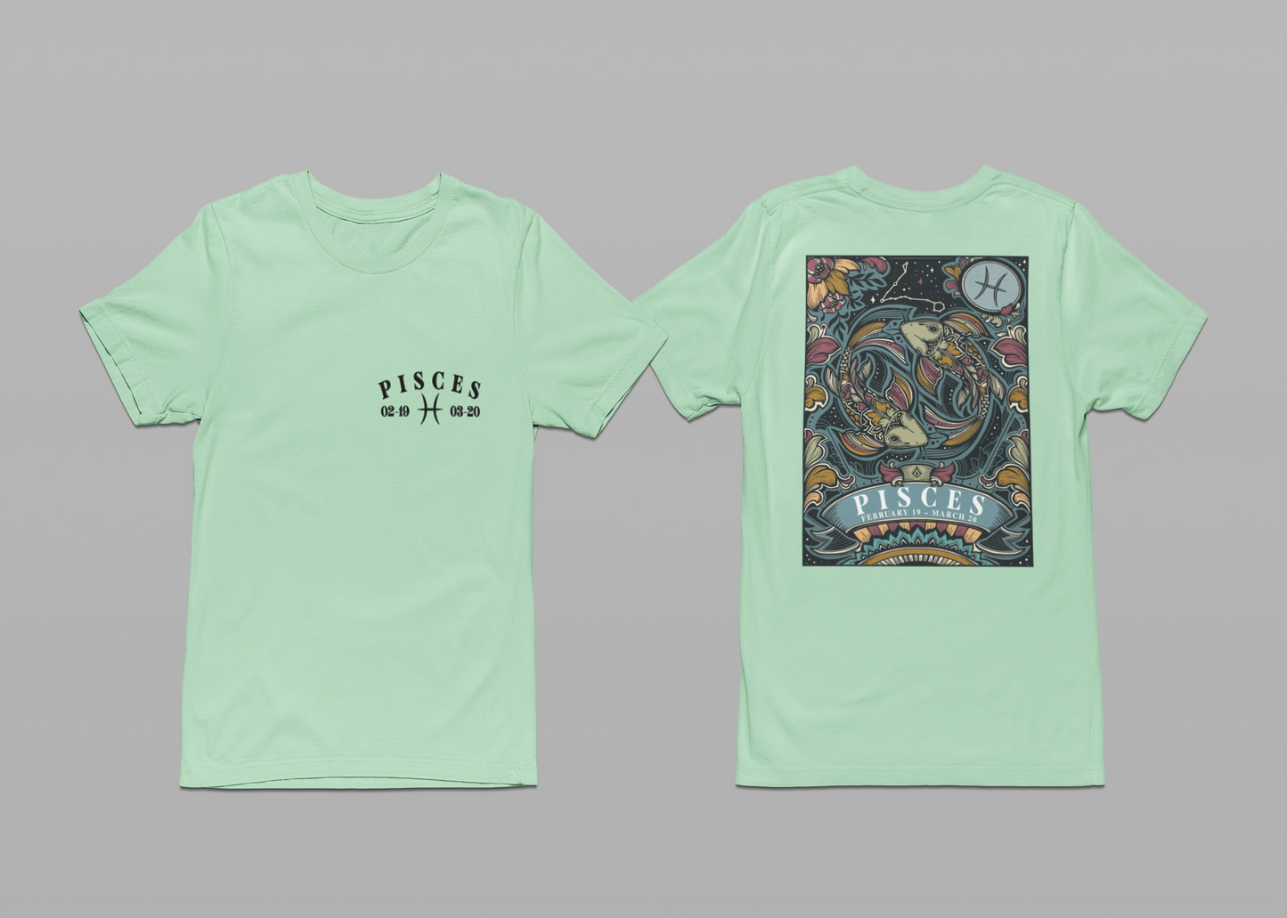 Pisces Constellation & Floral Zodiac T-Shirt – February 19 to March 20