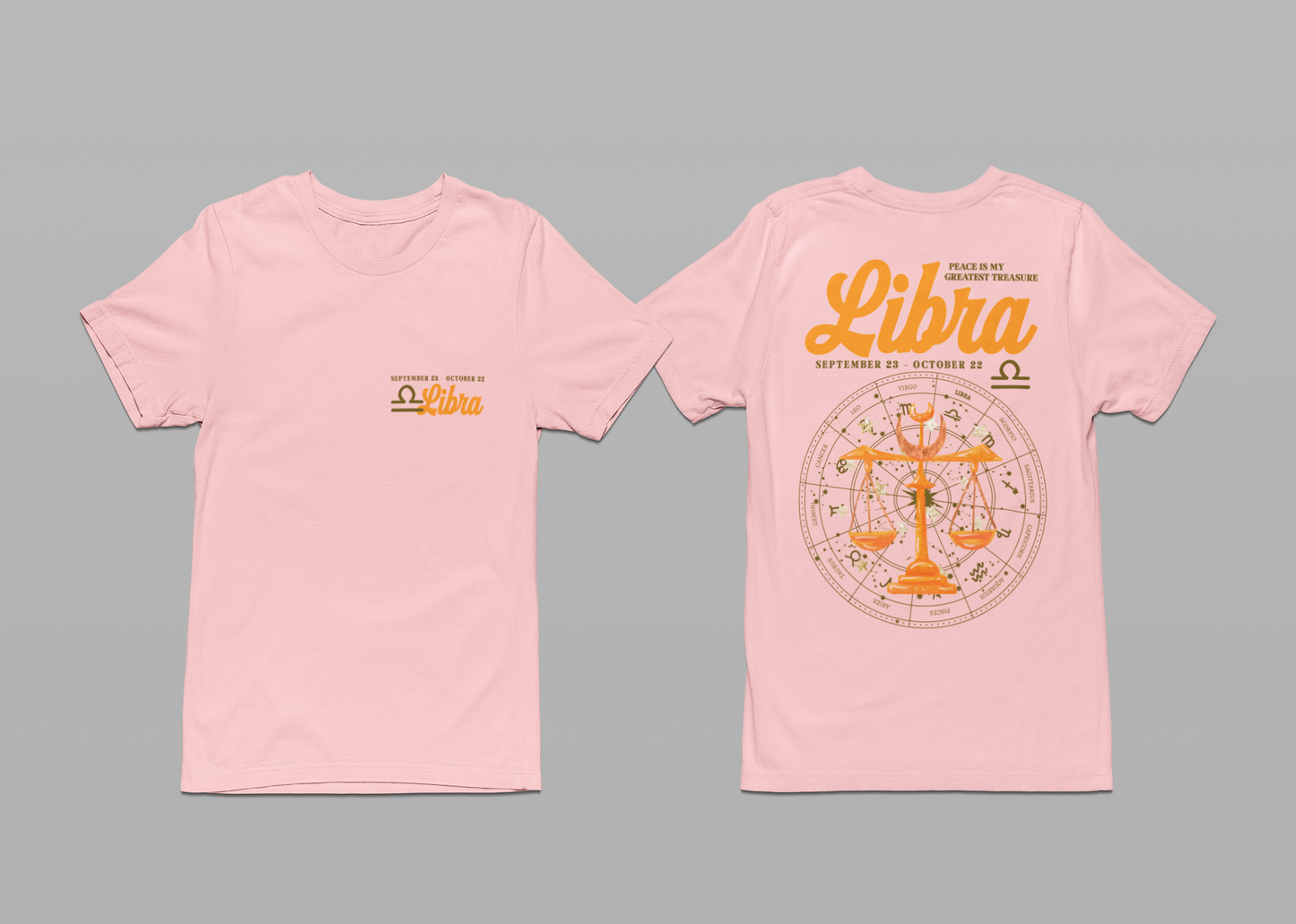 Libra Zodiac T-Shirt – Peace Is My Greatest Treasure Zodiac Wheel