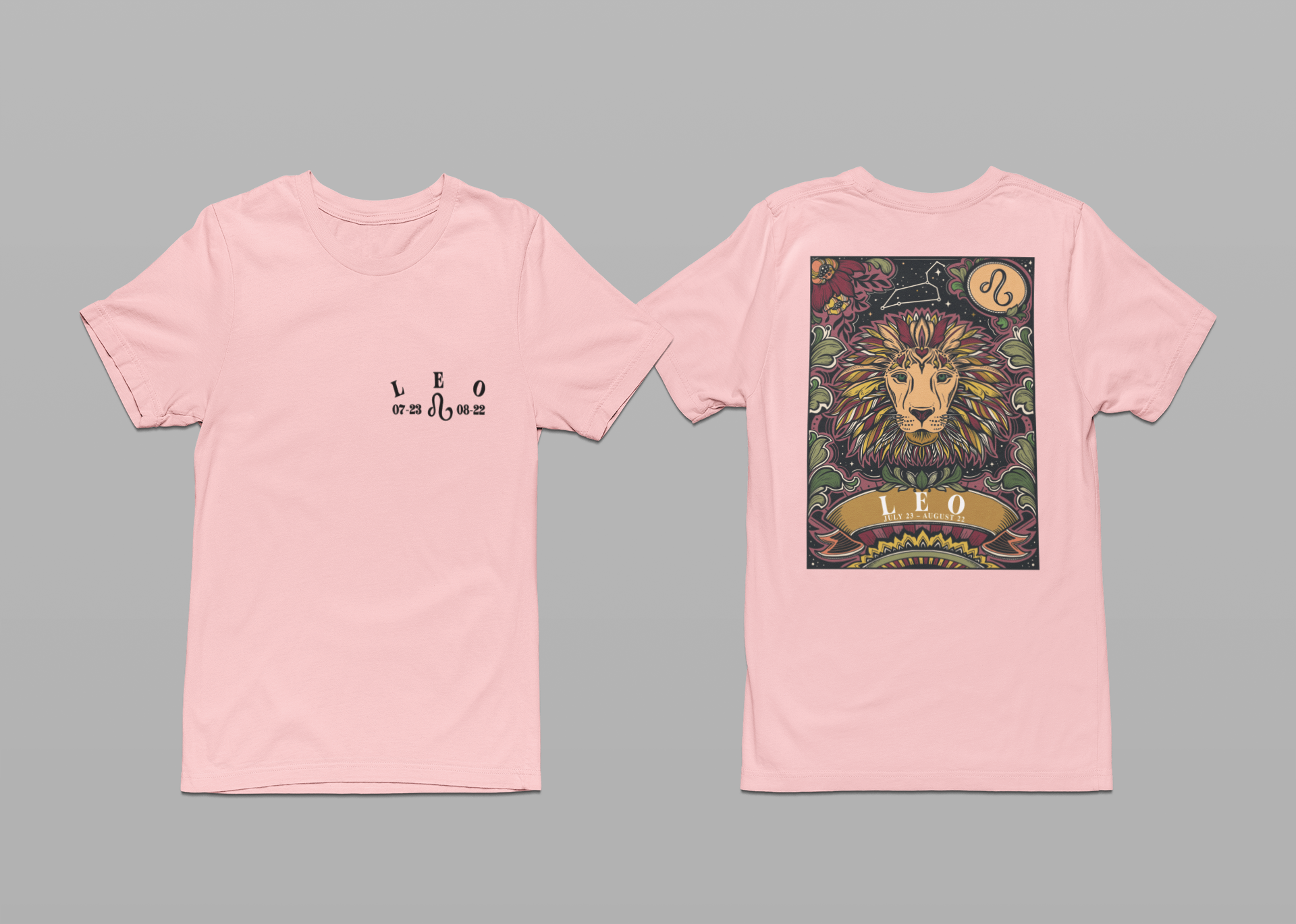 Leo Constellation & Floral Zodiac T-Shirt – July 23 to August 22