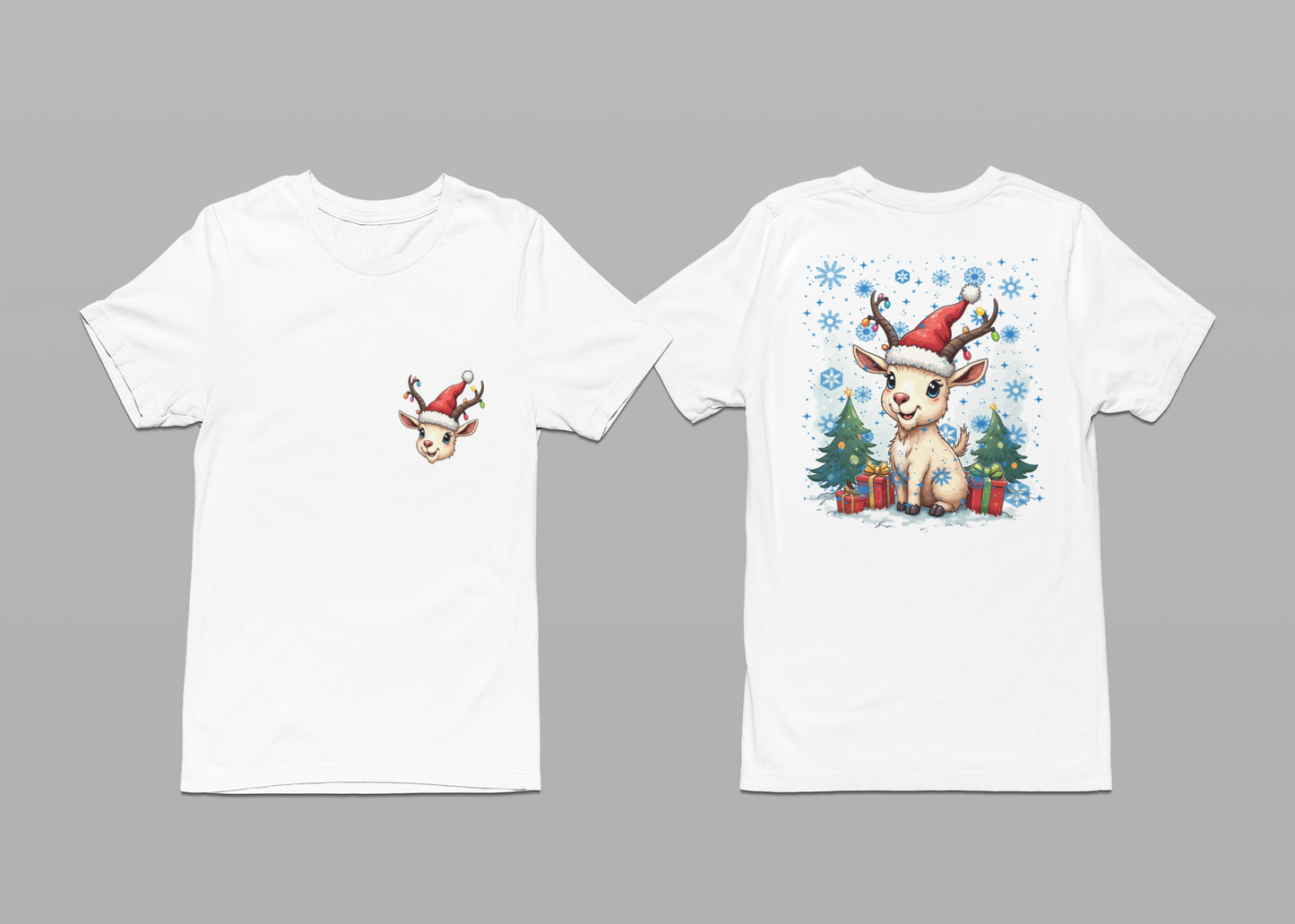 Christmas Goat with Santa Hat and Lights T-Shirt