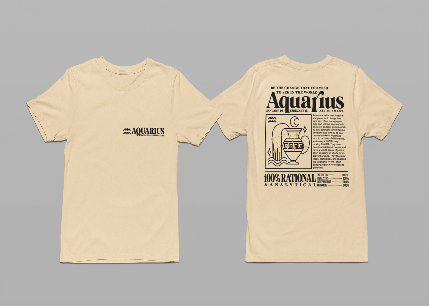Aquarius Zodiac T-Shirt – Be the Change Air Element