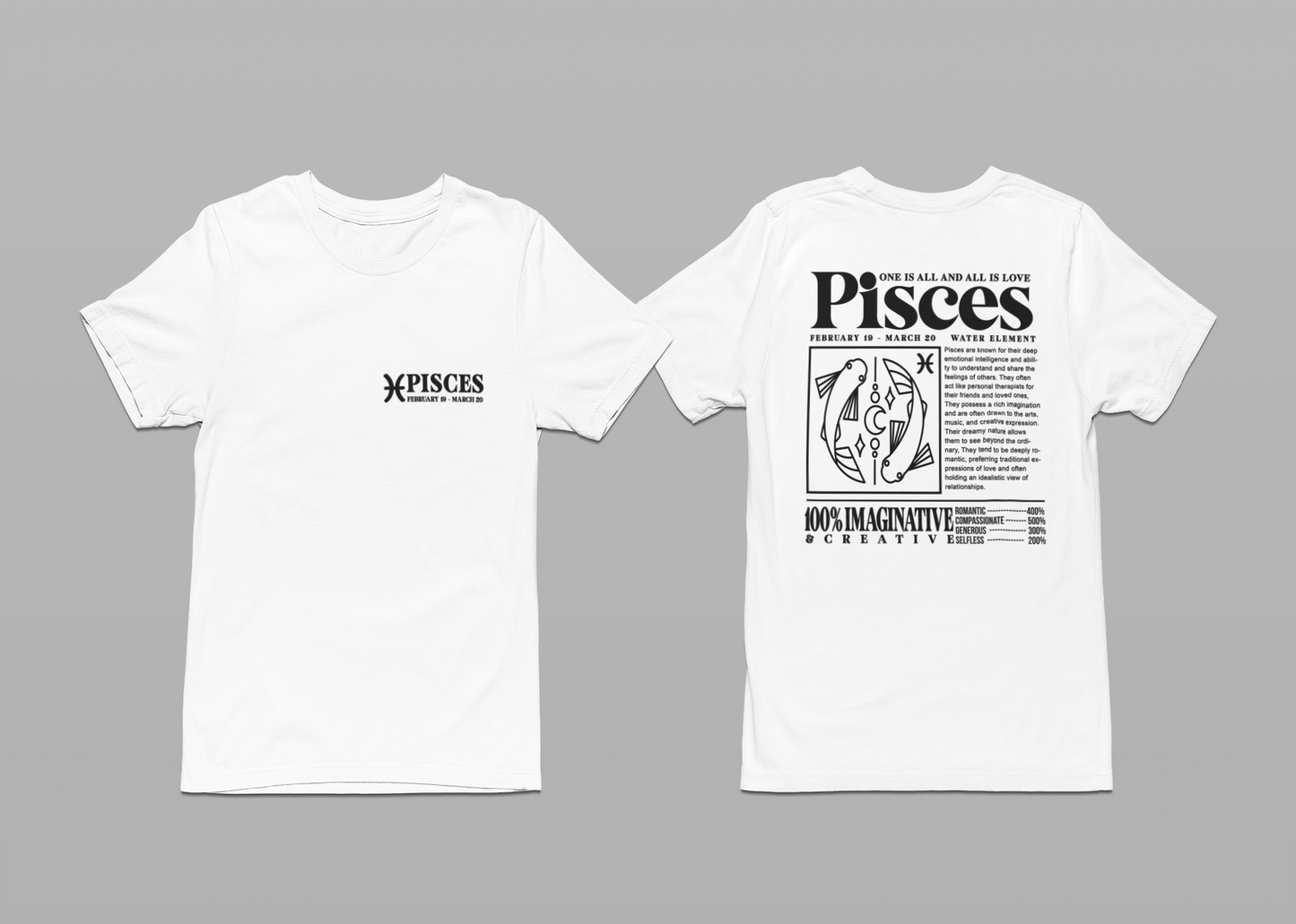 Pisces Zodiac T-Shirt – One Is All and All Is Love Water Element