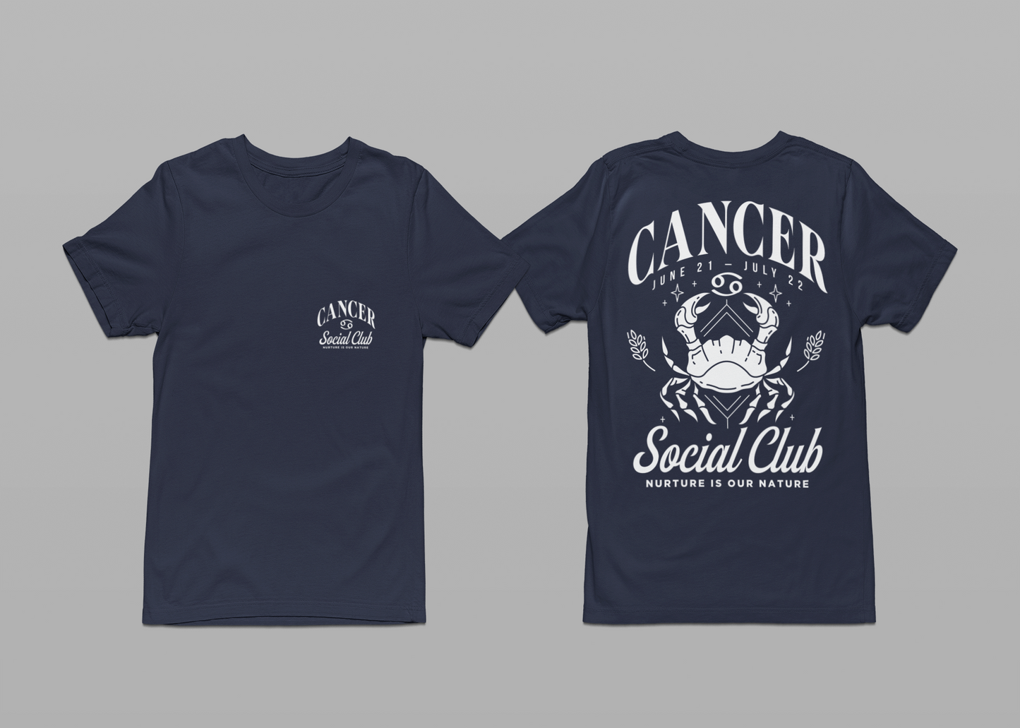 Cancer Social Club T-Shirt – Nurture Is Our Nature Zodiac Design