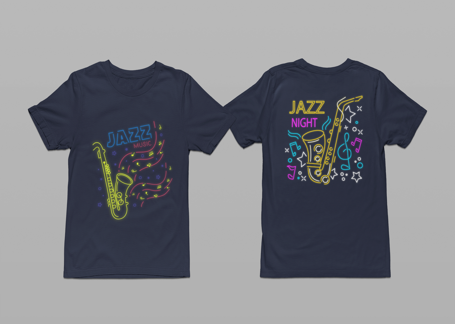 Neon Jazz Night Saxophone Music T-Shirt