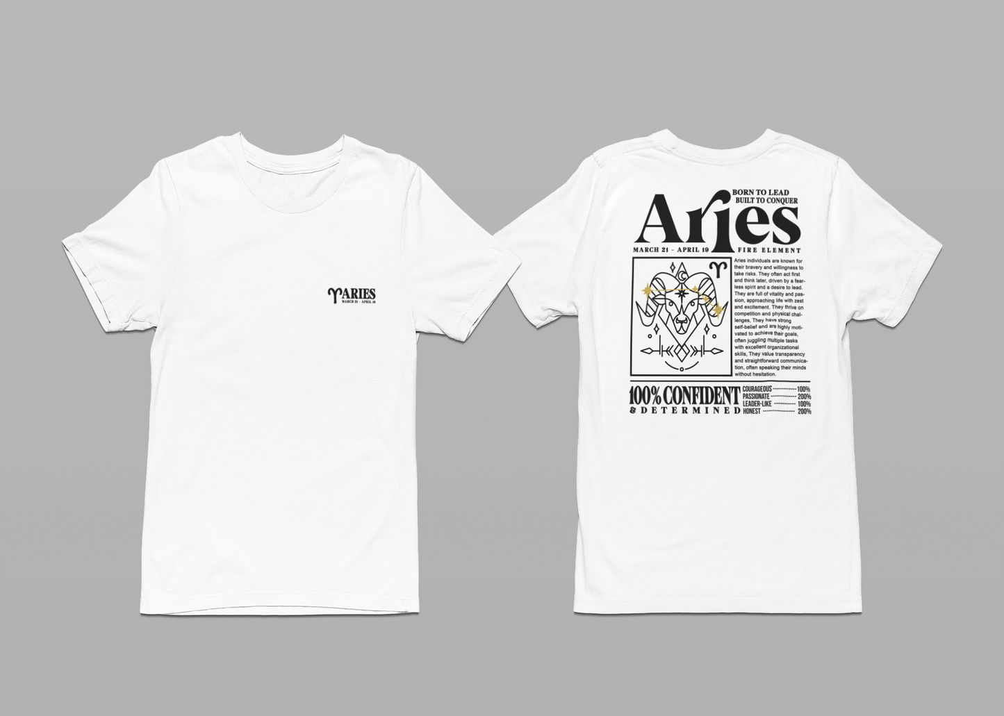 Aries Zodiac T-Shirt – Born to Lead, Built to Conquer