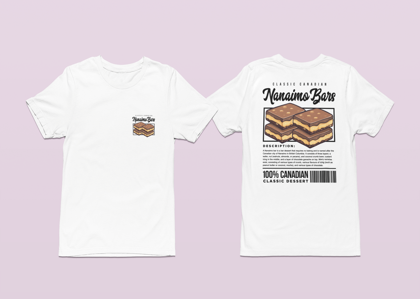 Classic Canadian Nanaimo Bars T-Shirt – Featuring Iconic Dessert & Ingredient Graphic