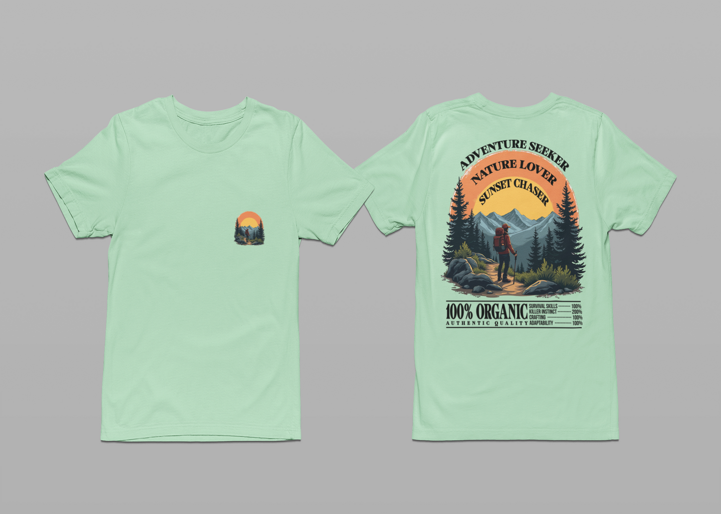 Adventure Seeker Nature Lover T-Shirt – Hiker on Mountain Edge Graphic
