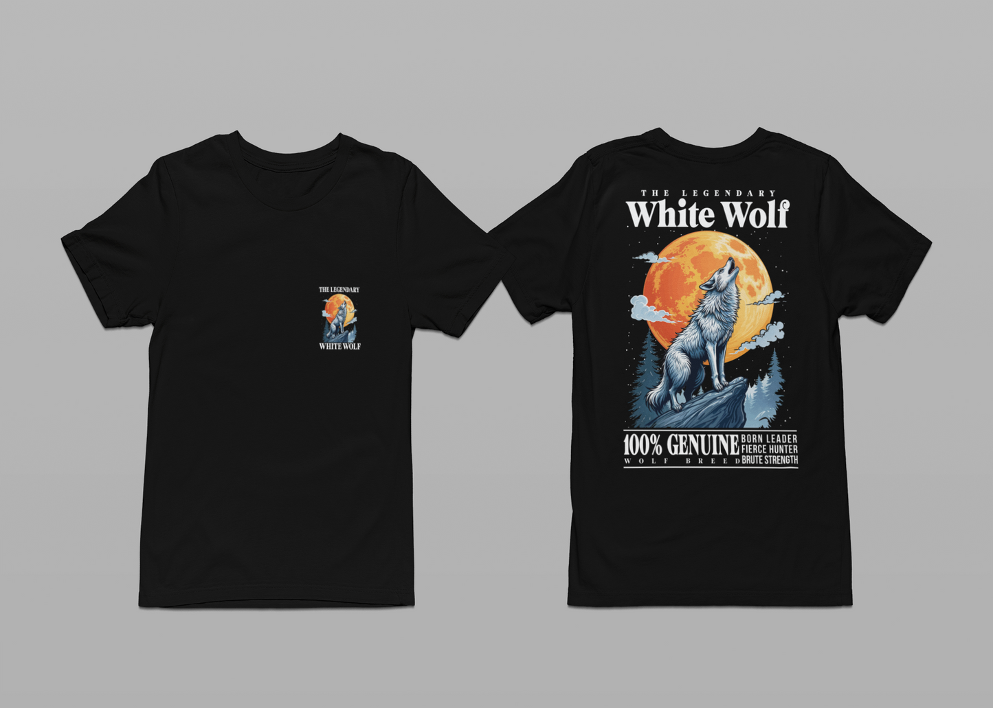 The Legendary White Wolf T-Shirt – Majestic Wolf Howling at Full Moon