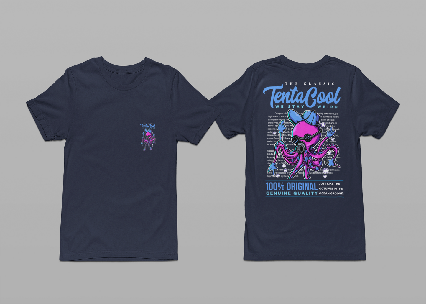 The Classic Tentacool T-Shirt – Purple Robotic Octopus with Mic and Bubbles